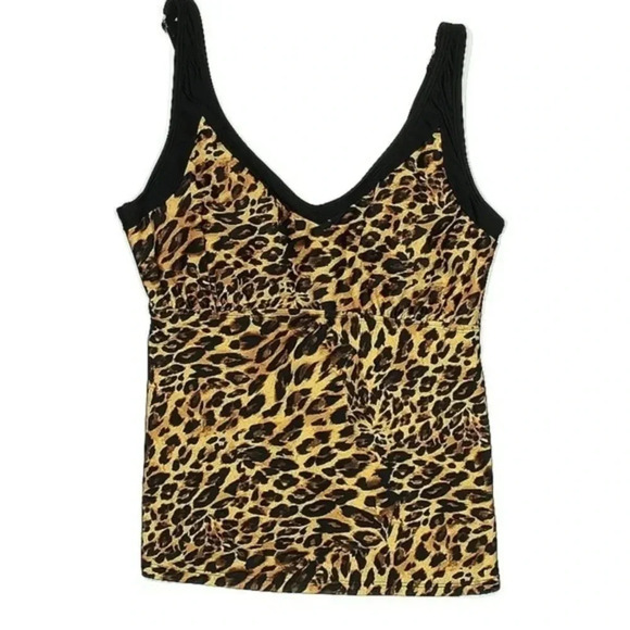 Anne Cole Collection Leopard Animal Print Tankini Swim Top Size 12 Large L - Picture 1 of 2